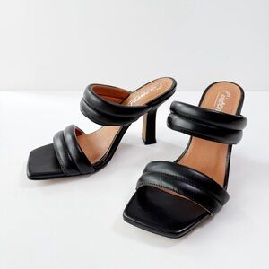 L'Intervalle Woman Black Leather Strappy Slip-On Mule Heel Sandal EU38